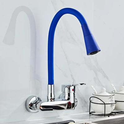 Robinet de Cuisine Robinets Ménagers Muraux Robinet Mitigeur de Salle de Bain Robinet d'Évier Pivotant Robinet Moderne à Flexible Flexible Robinet Double Trou