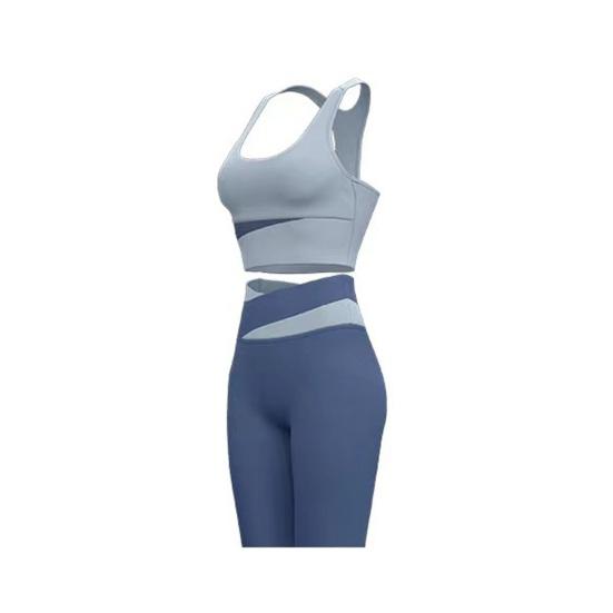 Workout Sets for Women 2 Piece Seamless U Neck Crop High Waist Shorts Color-Blocking Slimming Athletic Gym Yoga Outfits for Yoga Pilates Activewear