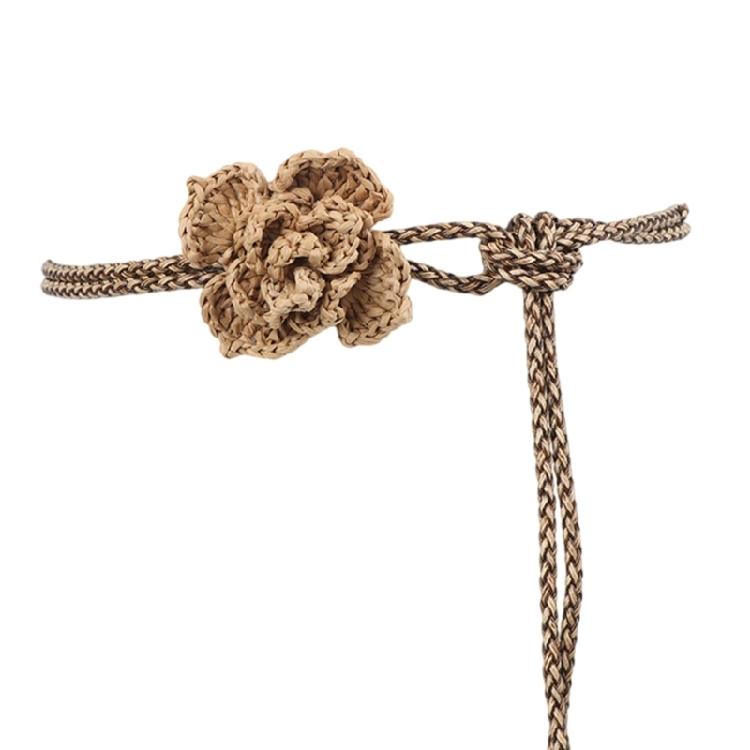 Stylish Handwoven Flower Selfknotted Waistband for Women Seeking Personalizing Retro Fashion Bohemian Waist Rope