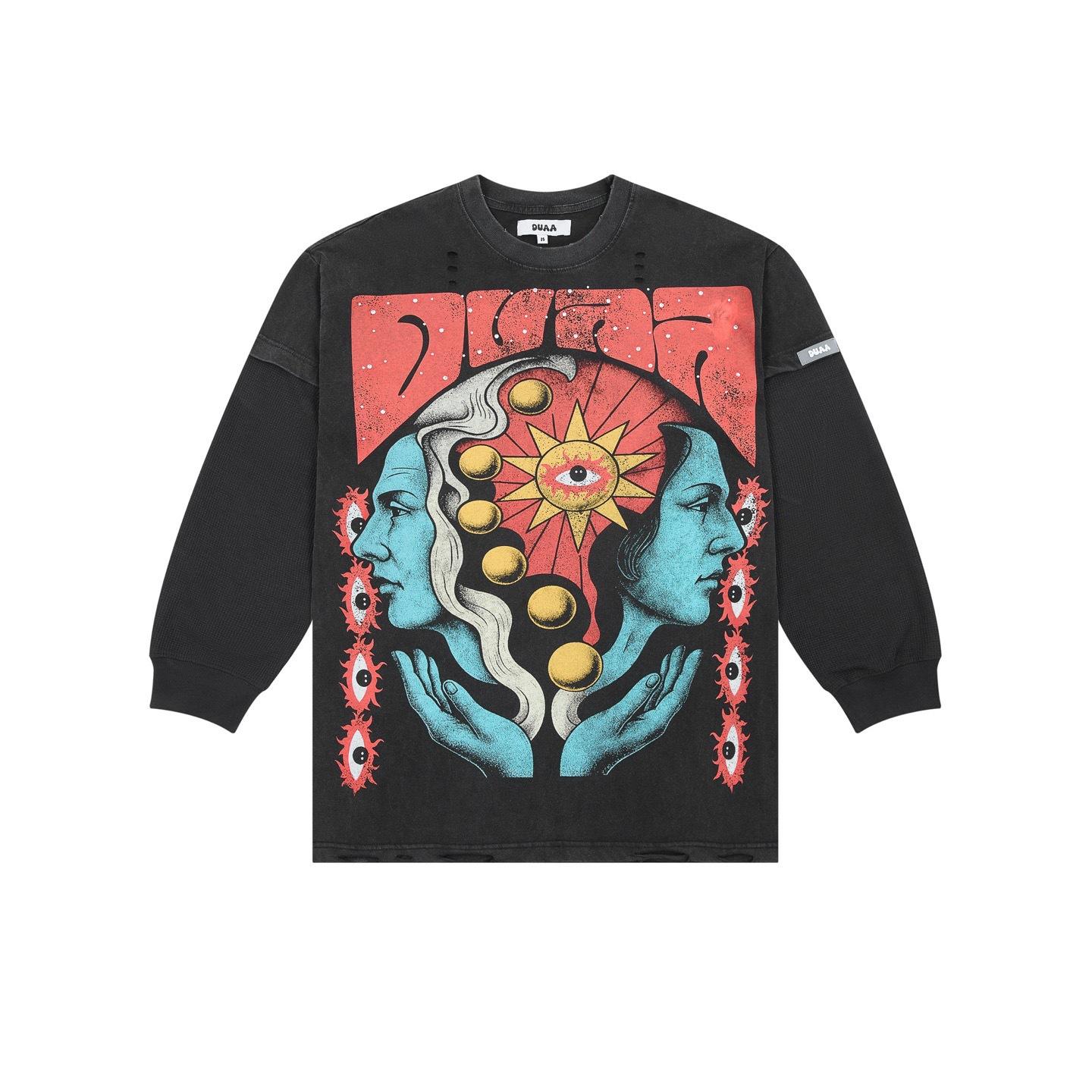 Los Angeles Fashion Trend Brand Ripped Diamond Long-Sleeved T-Shirt S чёрный