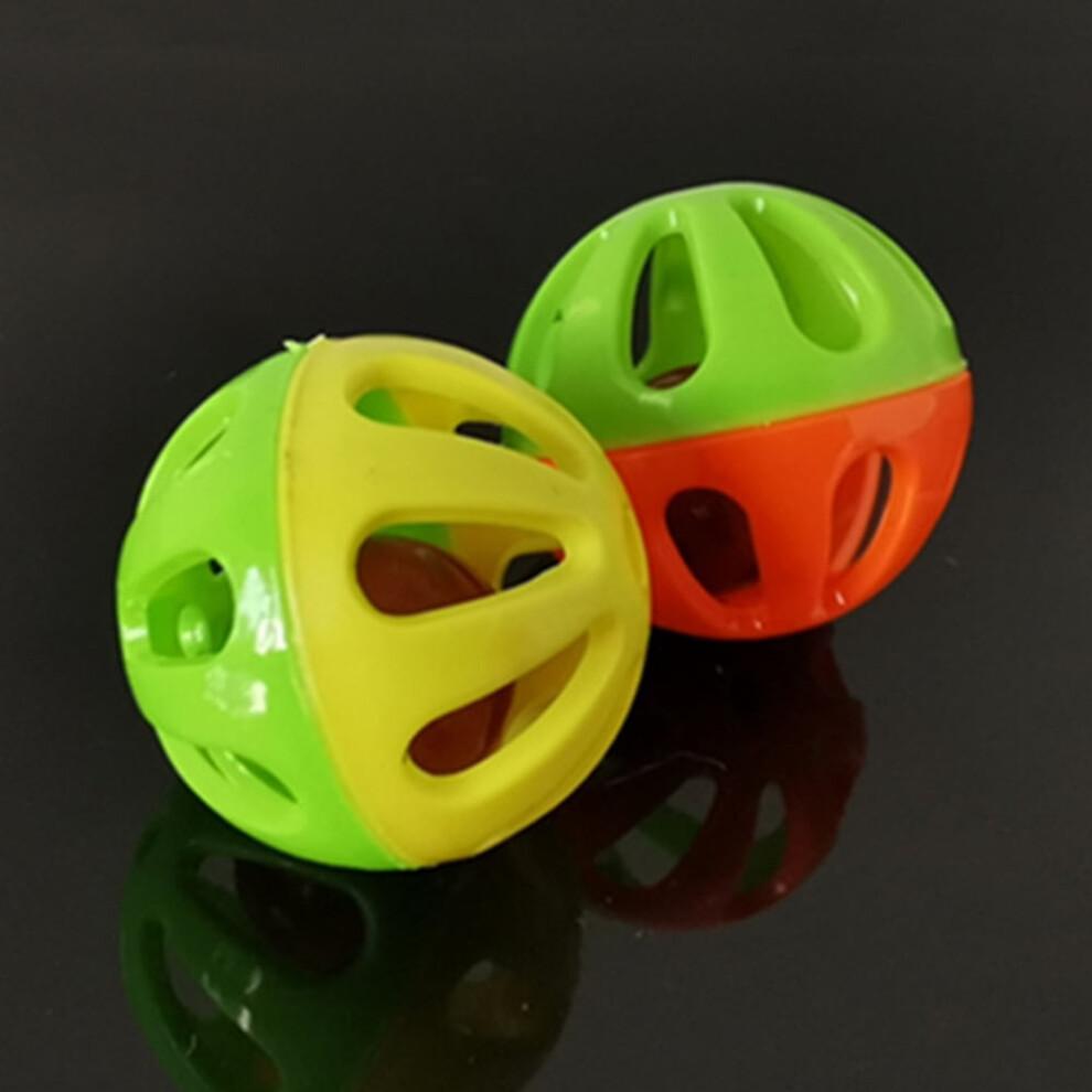 HEVIRGO 10Pcs Pet Cat Kitten Hollow Plastic Ball Bell Interactive Exercise Funny Toy Multi-color PP