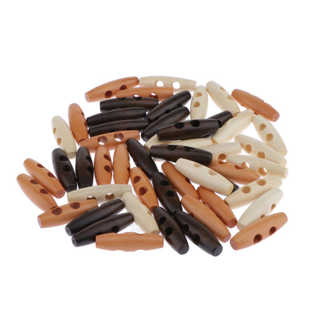 Horn Shape Wooden Toggle Buttons Multicolor Sewing Accessories for Handmade Clothes Bags Knitting Craft Embellishments