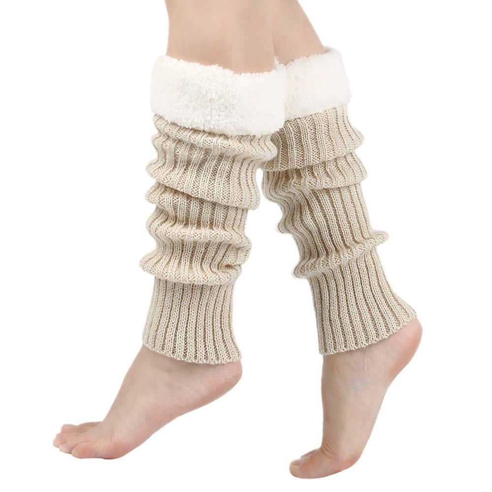 Christmas Knitted Leg Cover Candy Color Leg Warmer Stacked Christmas Leg Sleeve Thickened Foot Cover Strap Leg Socks Girls