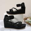 Fashion Summer Fashion Braided Roman Style Sandals for Women New Open Toe Wedge Heel Thick Bottom Women's Versatile Cover Heel Sandals