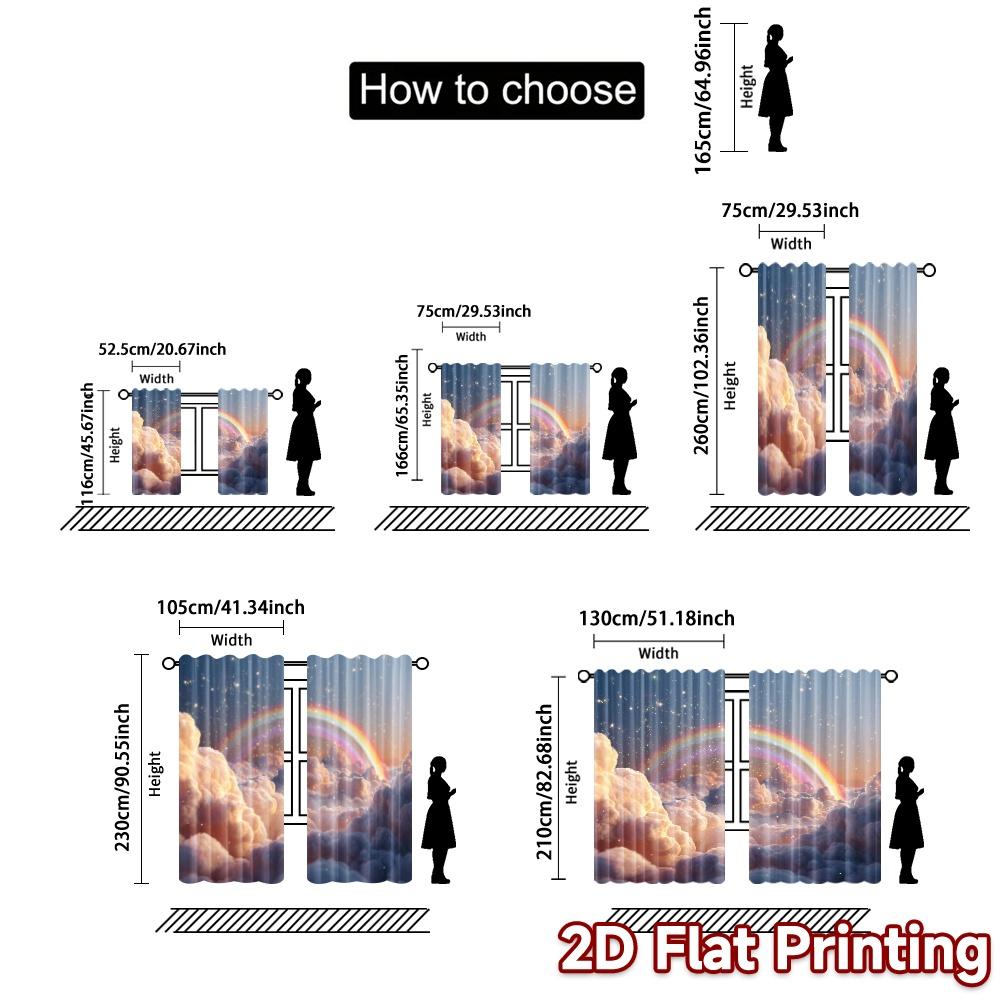 Flat Printing Curtains Without Rod Skyrainbowdream Curtain Versatile Polyester Decorations Set Of 2 Modern Made Washable