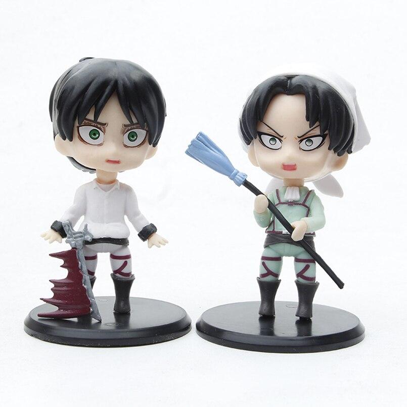 10cm Q Version Anime Attack On Titan Figure Eren Jager Mikasa Ackerman Pvc Action Figure Toys Collectible Model Toys Kid Gift