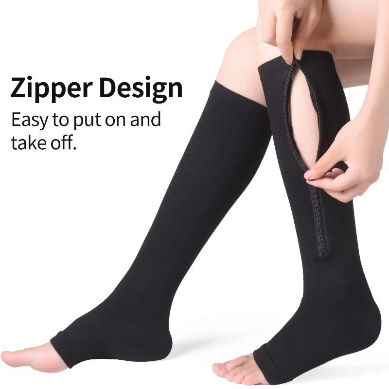 Athletic Compression Zipper Socks Vein Stretch Socks Women Men High Elasticity Pressure Long Biking Socks Leg Support