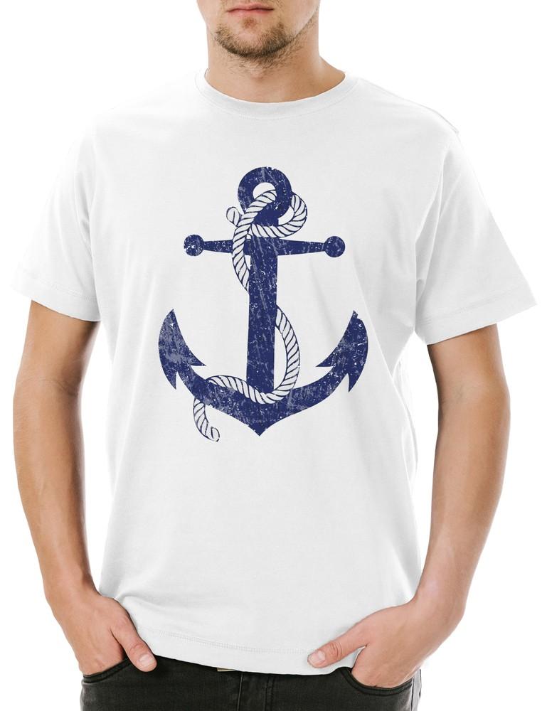 Old School Anchor Vintage Logo I Mens T Shirt Anchor Tattoo Sailor Sailing Sports