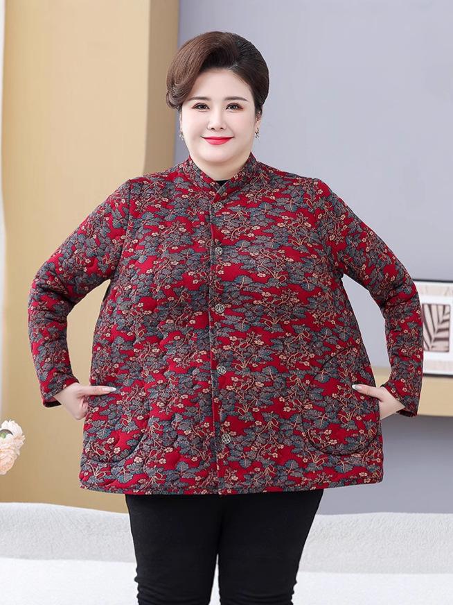 Plus Size Cotton Jacket for Women - Lightweight, Fleece-Lined, Ideal for Indoors & Outdoors. Perfect for Middle-Aged & Elderly.