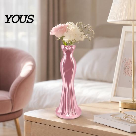 Smooth Line Vase Elegant Dress Shaped Vase, 3D Printed Minimalist Flower Holder, Modern Decorative Romantic Home Decor Bud for Living Room, Entrance,
