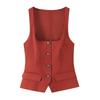Spring 2025 Women's Versatile Slim Solid Sleeveless Button-Embellished Top