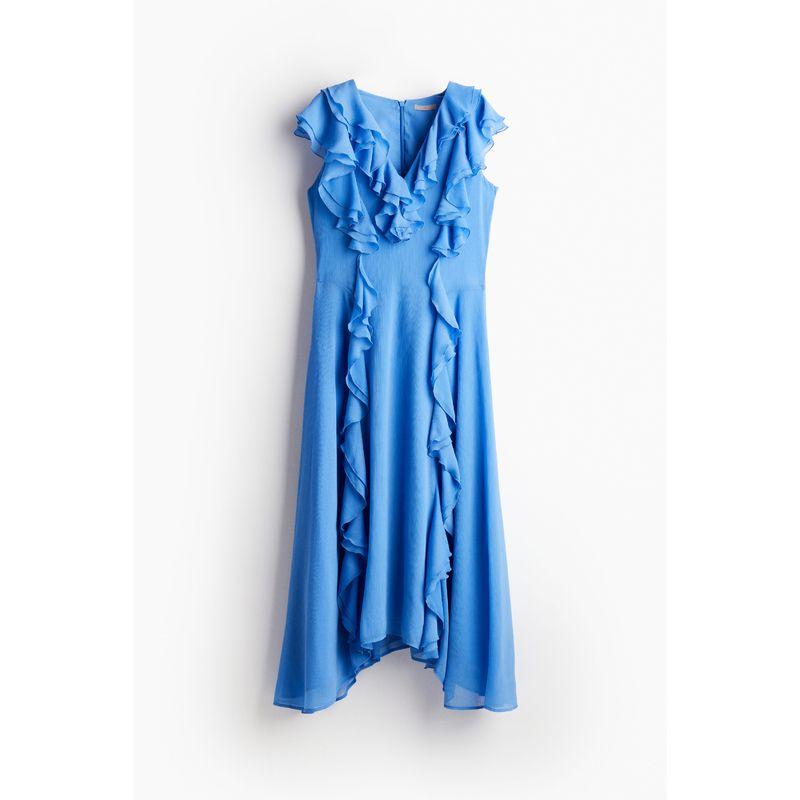 

HM Женская одежда Платье Осень Женская трендовая мода Рюши Шифоновое платье 1236797