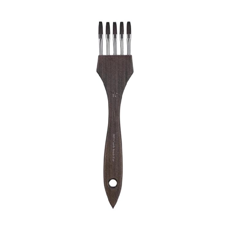 Dense Bristle Art Brush Wooden Handle Art Painting Comb Brush Smooth Painting Experience for Watercolor Acrylic Painting