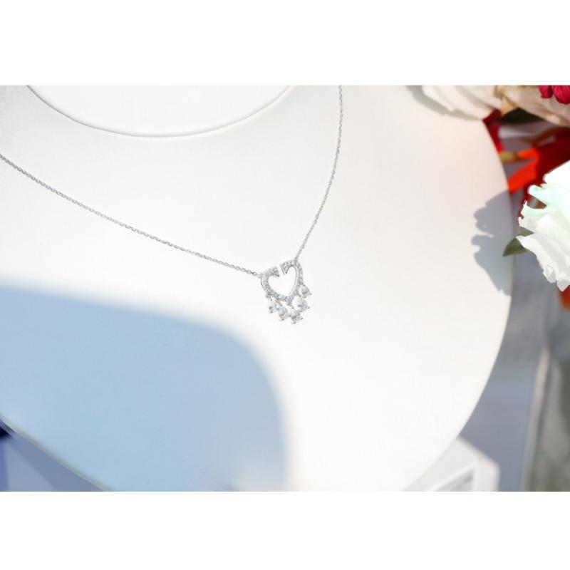 Tassel Necklace Platinum Heart Shaped Super Flash Diamond Clavicle Chain Real Diamond Gold Pendant Women