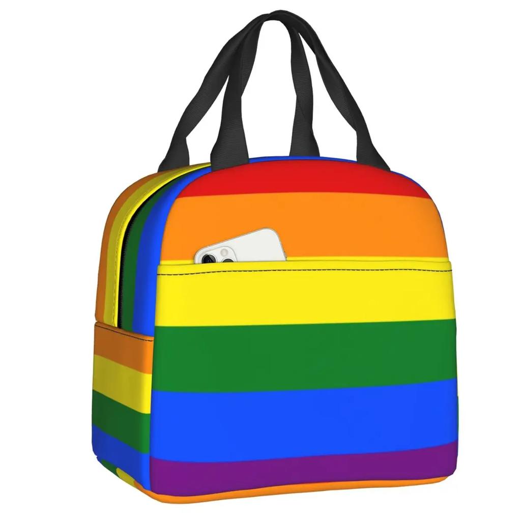 Gay Pride Flag Drip Design Insulated Lunch Bag Women Resuable LGBT Rainbow Lesbian Thermal Cooler Lunch Box Office Picnic Travel