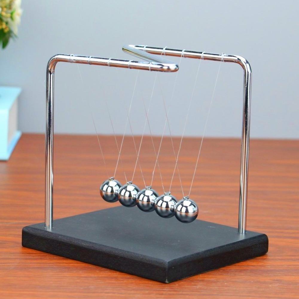 5.51x4.65x5.91in Balance Pendulum Ball Wooden Base Physics Toy Steel Swing Balls  Home Decoration