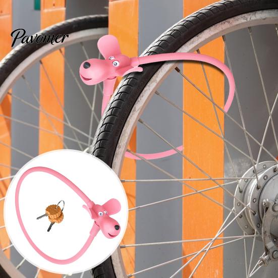 Key-operated Bike Lock with Keys Cute Biscuit Dog Cable Anti-Theft Secure Silicone Covered Bicycle for Helmet Door Skateboard Anti-theft Bicycles