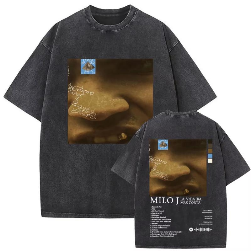 Washed Vintage Rapper Milo J Music Album Logo Merch Tshirt Unisex Women Hip Hop Fashion Oversized T Shirts Streetwear