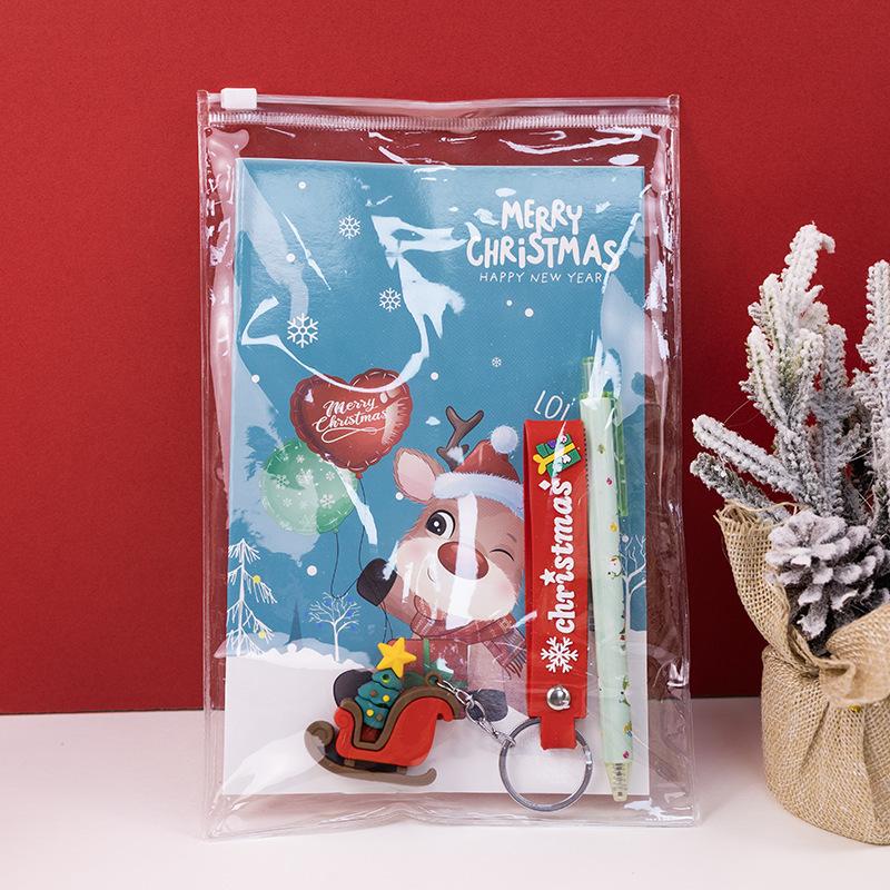 Children's Christmas Gift Prizes Christmas Stationery Set Party Favors Santa Deer Snowman Notebook Pencil Keychain Gift Pack