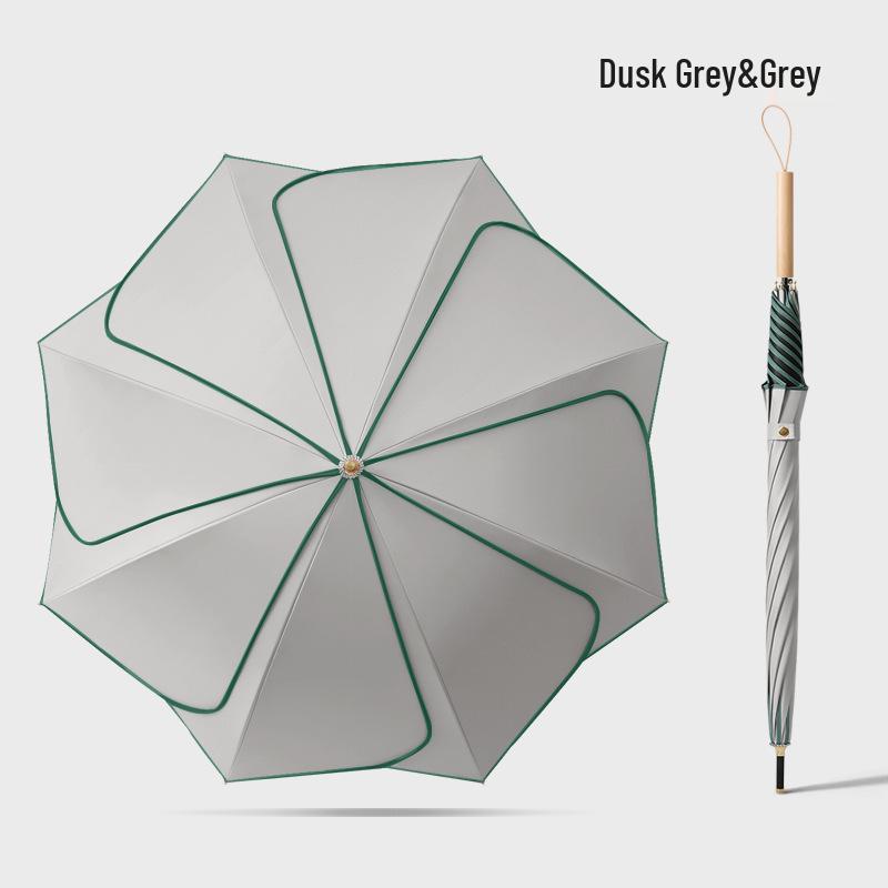 Long Handle Floral Umbrella, Dual-Use for Sun & Rain, UV Protective Black Rubber Shade for Women.