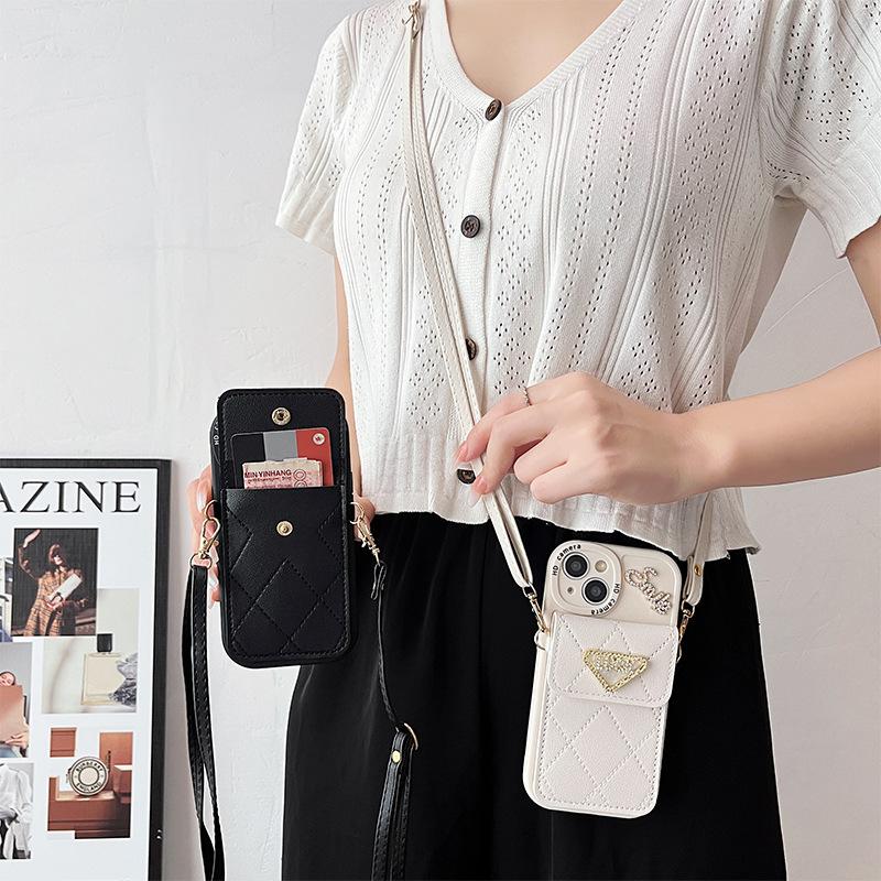 Luck Letter Wallet Card Bag Smile Mobile Phone Case For Iphone17Pro Apple 13 Messenger 15 Silicone 16