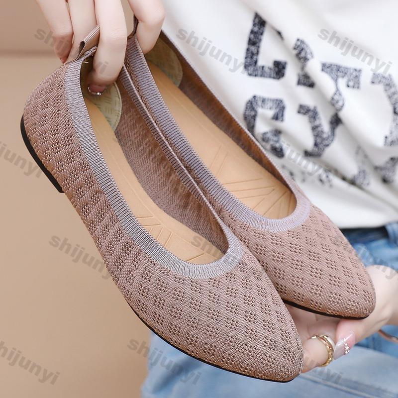 Fashion 2025 Summer New Women's Fly Weave Shoes Pointed Breathable Casual Shoes Lightweight Fashion Comfortable Slip On Women's Flats