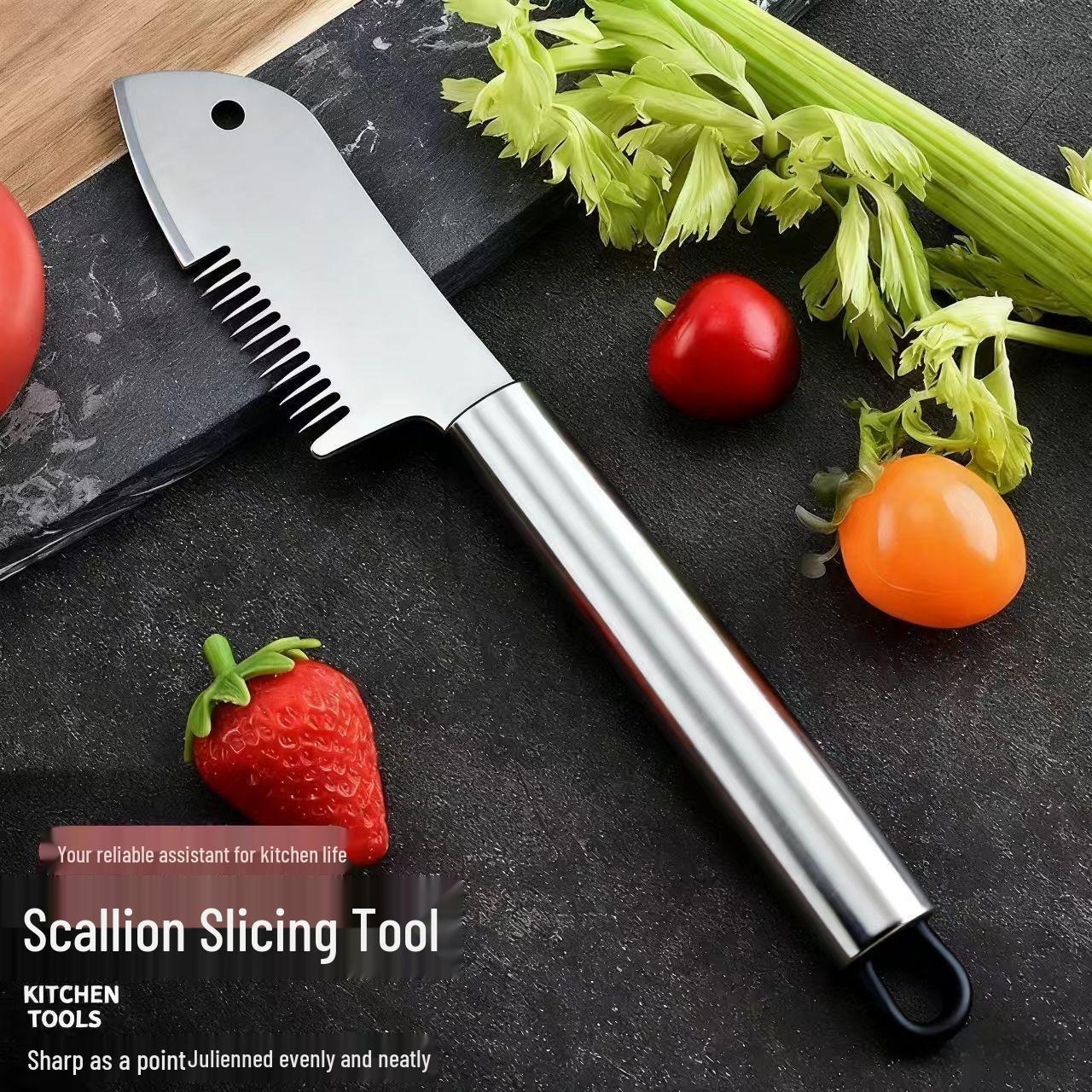 Enhanced Scallion Shredder & Slicer with Garlic Peeler - Super Fine Shreds Tool