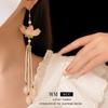 Glass Lotus Pearl Tassel Earrings: Elegant High-End Fashion Accessory