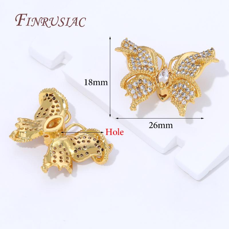 

18K Gold Plated with Zircon Butterfly Beads Accessories,Spacers For Beads DIY Bracelets&Necklaces Jewelry Making Supplies 1 piece
