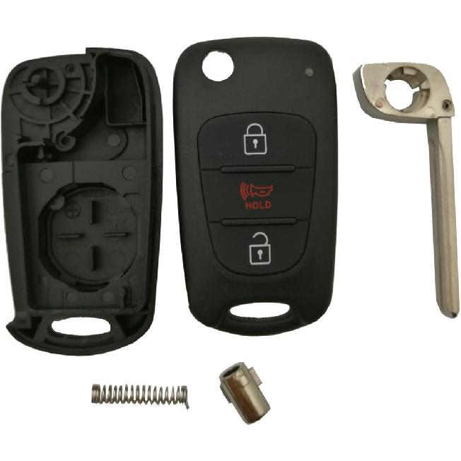 Replacement Key Fob Shell Case Fit for Kia Soul Rio 3 Buttons Flip Folding Keyless Entry Remote Key Fob Cover Housing with Uncut Blade Blank