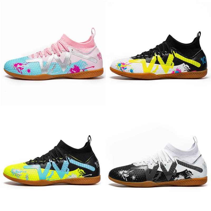 Indoor Ic High-Top Football Shoes, Flat-Bottomed Non-Slip Cement Floor, Wooden Floor, Men, Women And Children, Youth Training Shoes