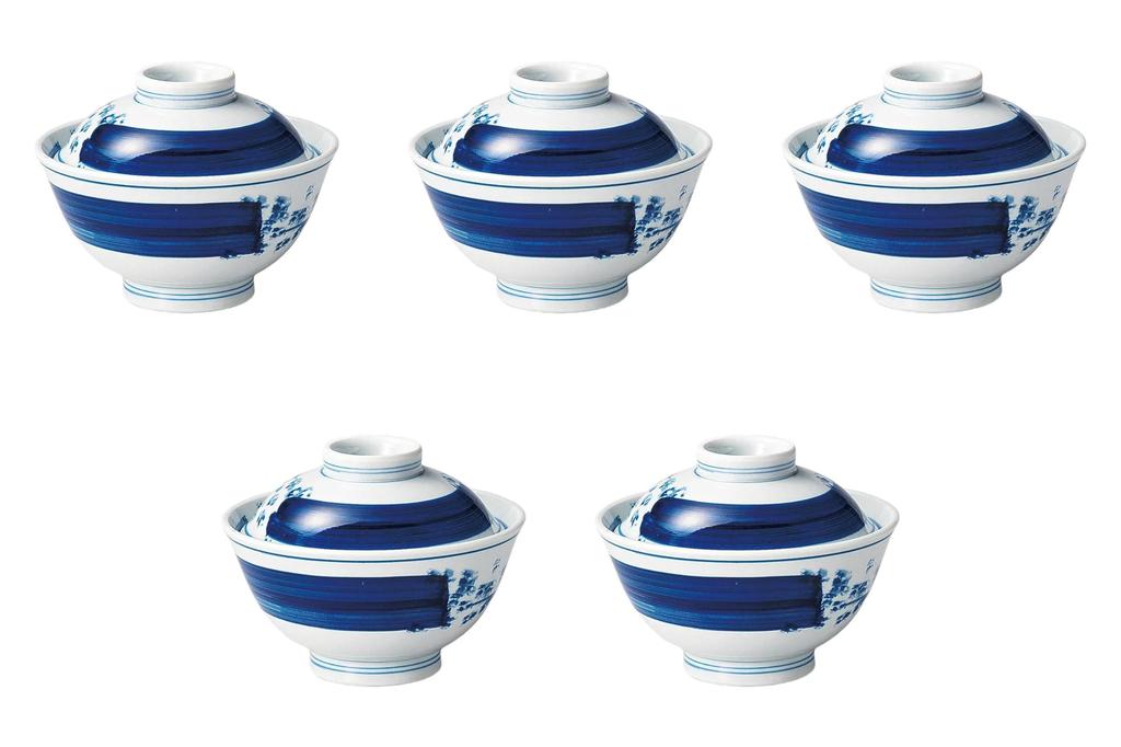 Set of 5 Running Water Splash Lidded Bowls X Lidded Bowls by Setomonohonpo [15.6 12cm]
