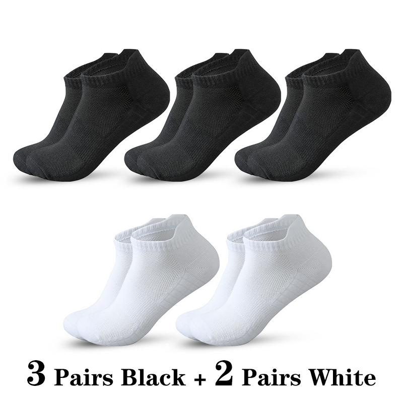 5 Perechi Șosete Scurte Bărbați Șosete Sport Alergare Bărbați Atletic Fitness Confortabile Plasă Casual Respirabile Șosete Glezne Negru EU 38-45