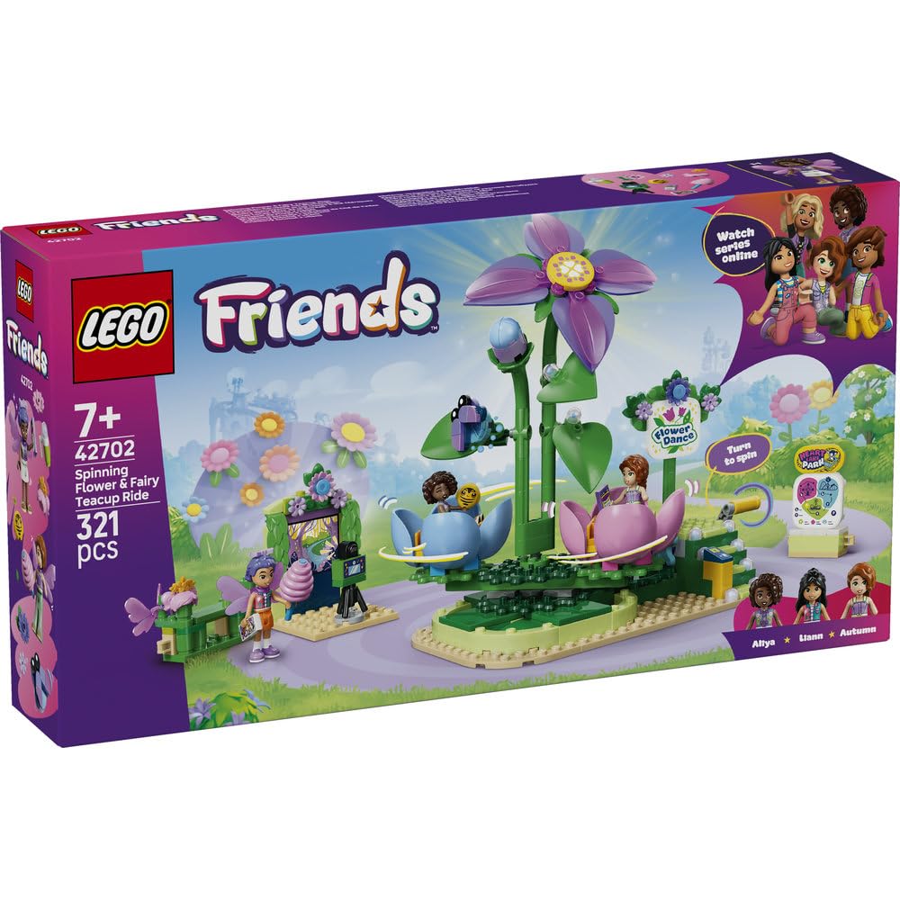 LEGO Friends Spinning Fairy Teacups Toy - Birthday Present, Building Blocks, for Girls, Boys, Children Ages 7, 8, 9, Elementary School Students, Flowe