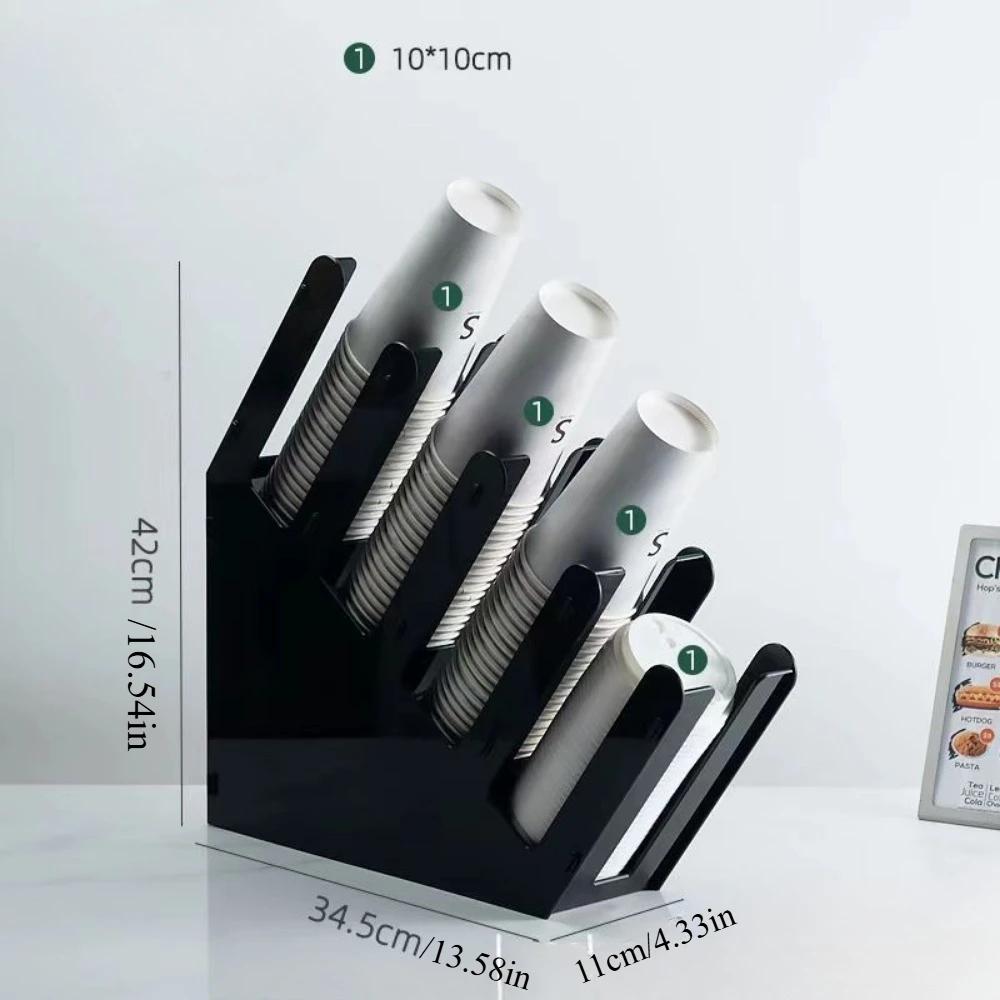 Black Acrylic Coffee Shop Packaging Cup Holder Milk Tea Cup Placement Rack Bar Cu P Cover Disposable Paper Cu P Storage Rack