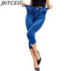 BITCED Women Denim Print Leggings Fashion Slim Leggings Faux Jeans Leggings Short Print Leggings Pants
