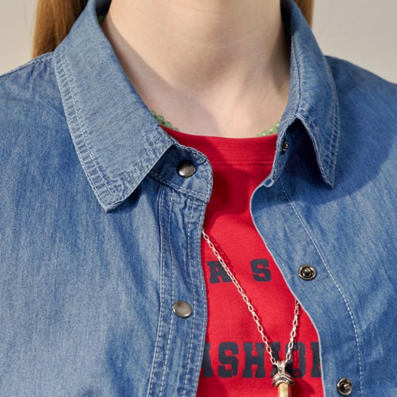 Maxza Stud Point Blouson Denim Shirt Zf03qj006nh