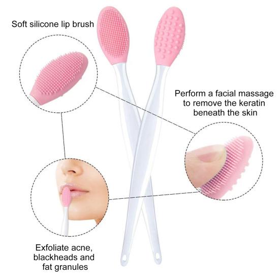 8Pcs Silicone Lip Scrub Brush for Men Women Double Sided Exfoliator Cleaning Brush Lightening Dark Lips Exfoliator Tool for Dry Chapped Lips
