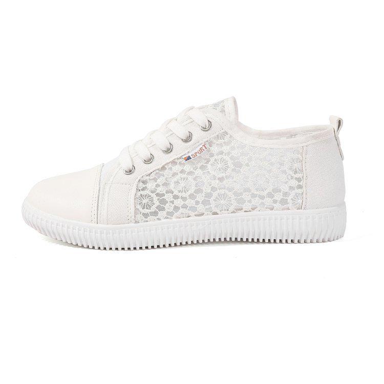 Women's Plus Size White Mesh Sneakers - Versatile, Breathable, Flat Casual Shoes for Spring & Summer 2025