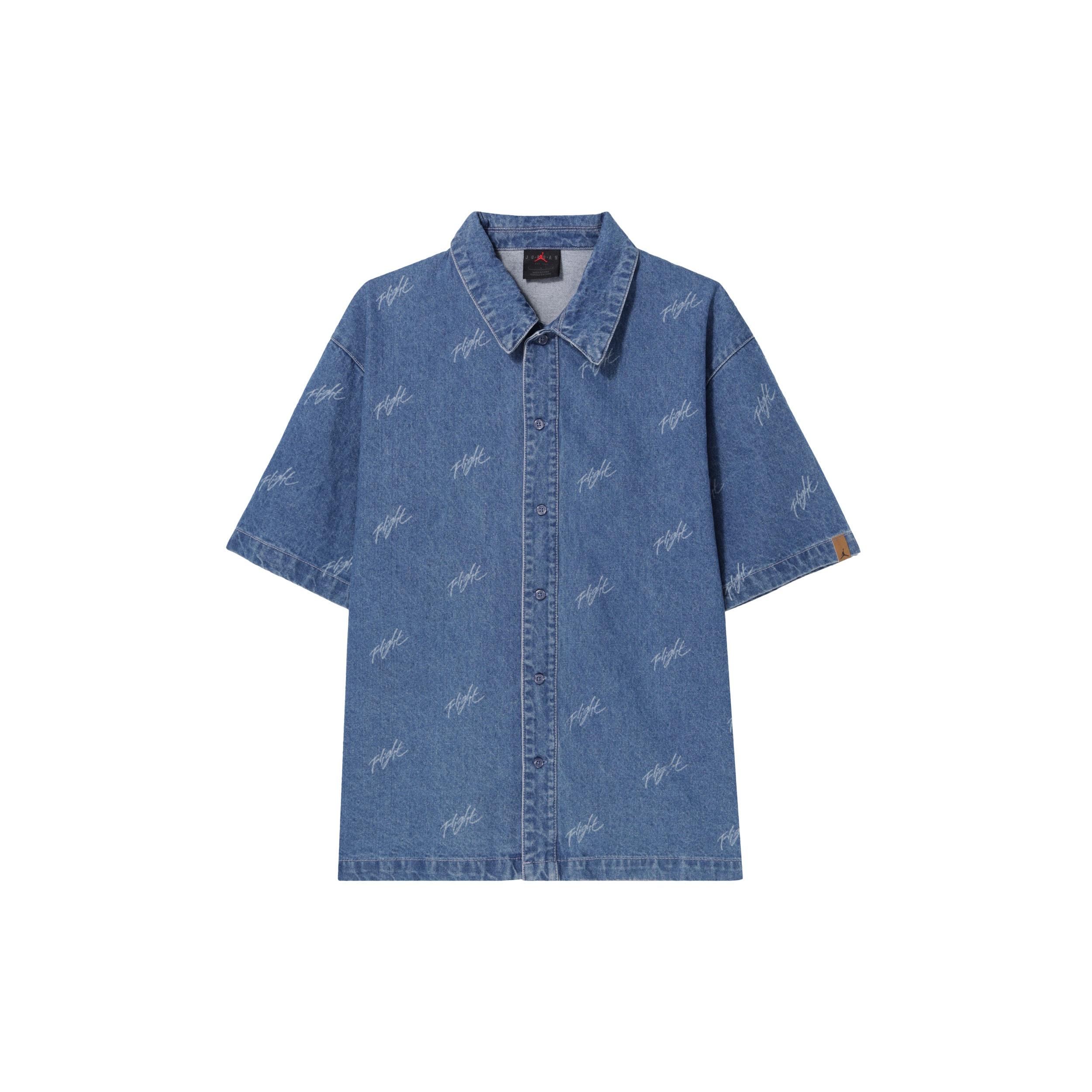 Air Jordan Flight Denim Print Denim Shirt Blue Men s FN4654-436 L