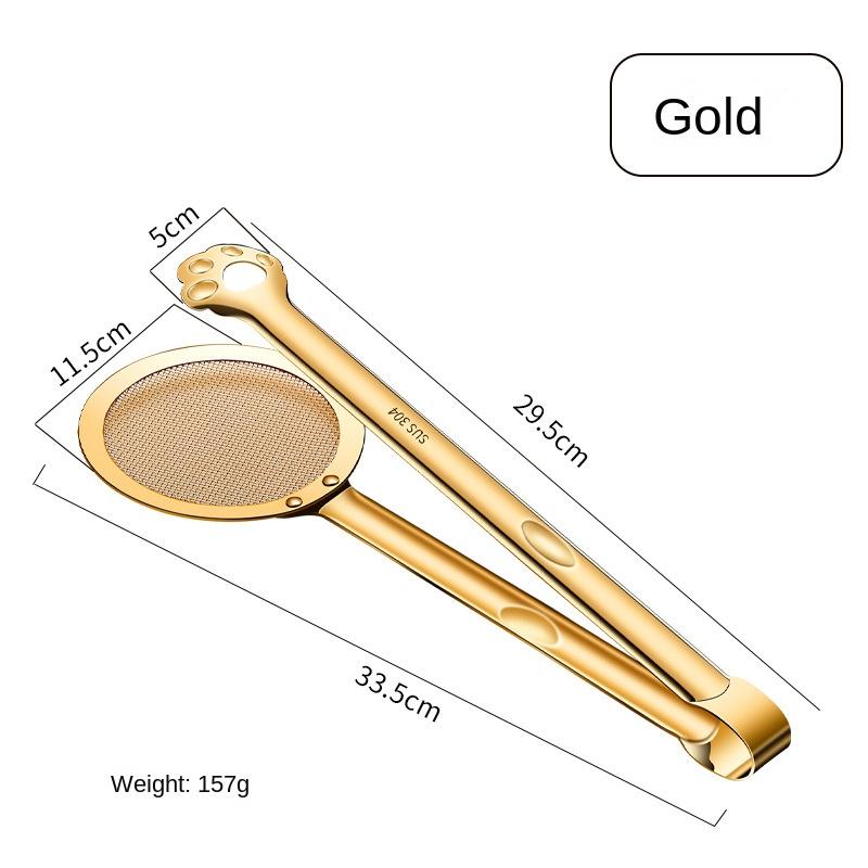 304 Stainless Steel Food Clip Household Fried Oil Separator Spoon Filter Drain Oil Clip Multi-functional Oil Separator Oil Separator Clip