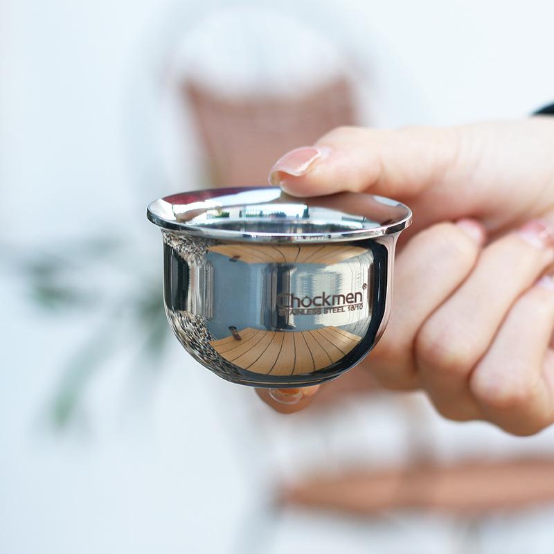 High Quality Tiny Teacup 80ml Double Walled Thick Espresso Shot Glass Stainless Steel Barista Tools Kitchen Jar Business Gifts