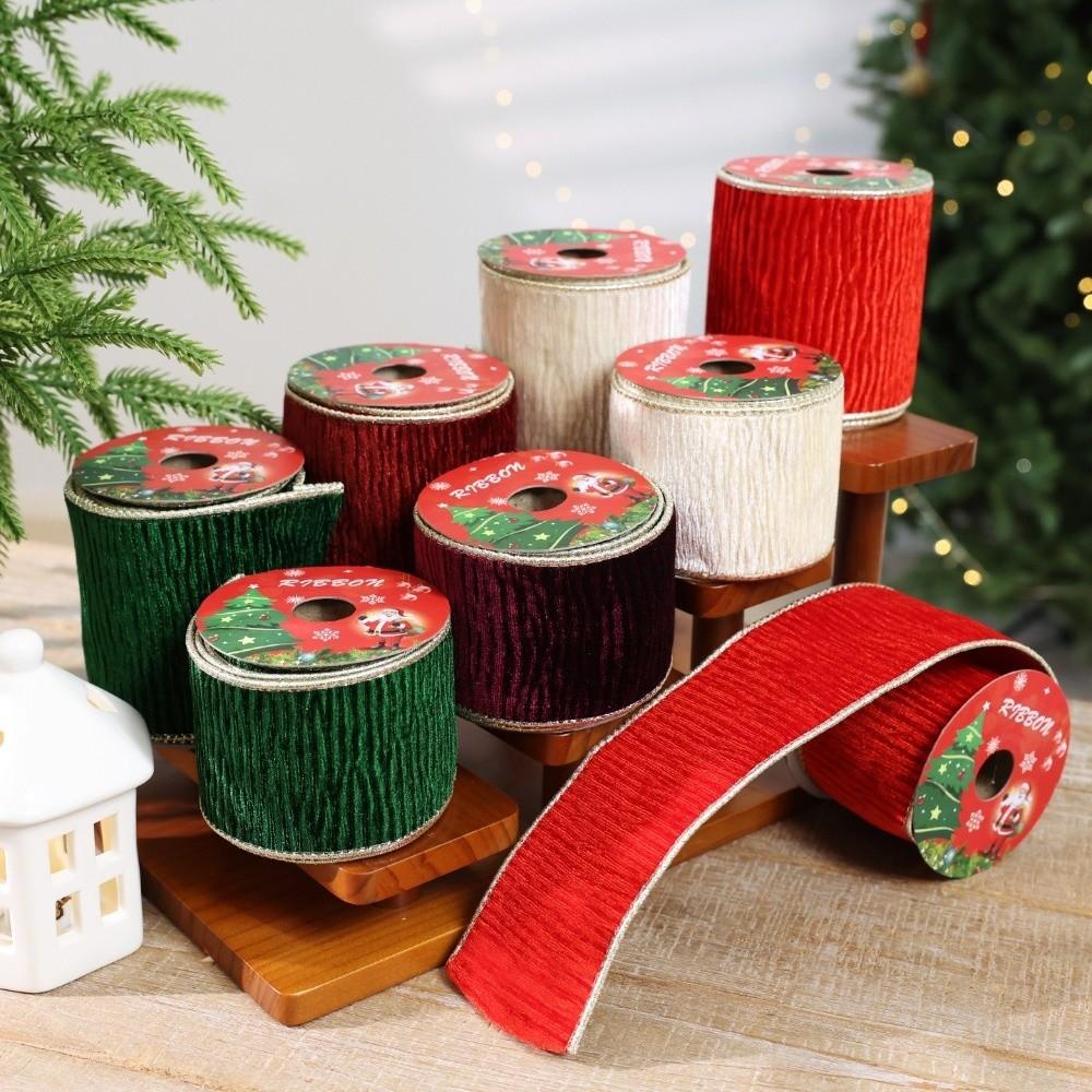 Velvet Christmas Ribbon 8.9cm Width Gift Webbing DIY Craft Bow Material Xmas Tree Wreath