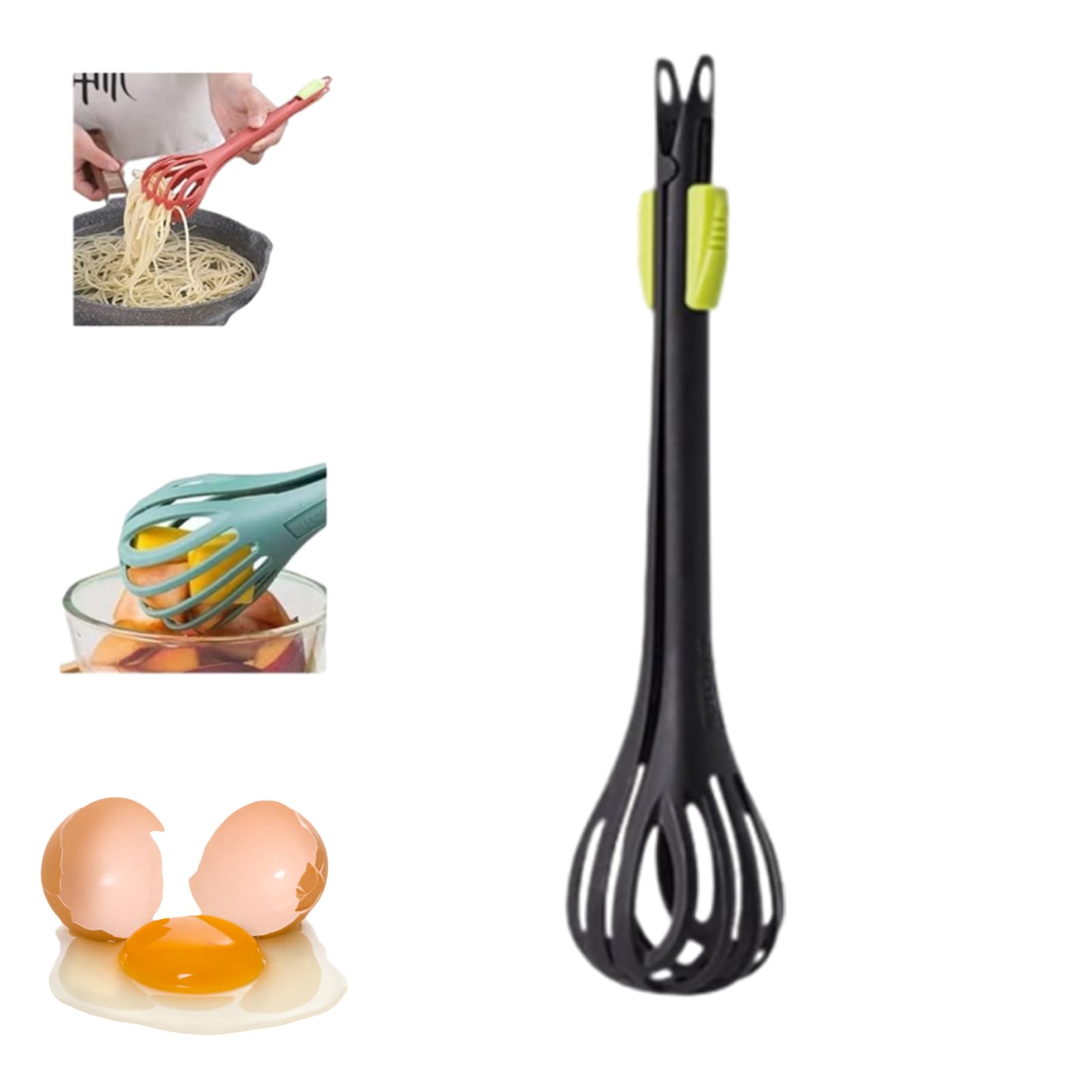 Multifunctional Egg Beater, 2 in 1 Food Clip & Egg Whisk, Multifunctional Kitchen Tool, Egg Beater, Whisker Tool, Egg Tool, Kitchen Whisk, For Cooking чёрный