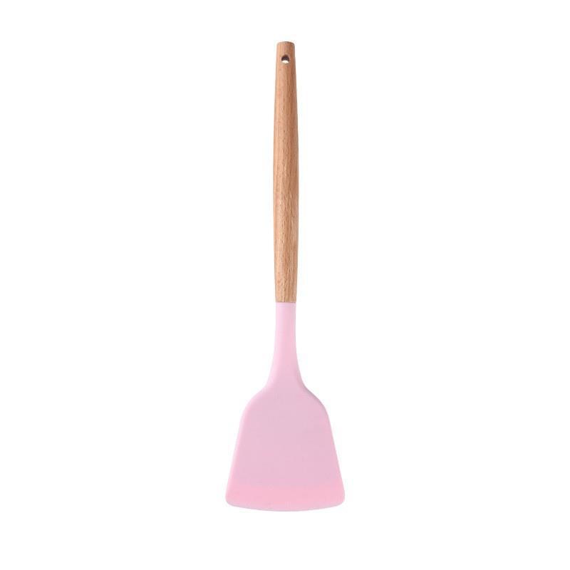 

Цветная силиконовая лопатка пищевого класса - Высокотемпературная, антипригарный кухонный инструмент розовый