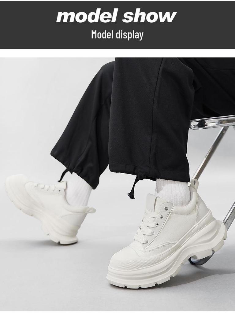 Men's Autumn Height-Boosting Casual Sneakers - 8cm Invisible Lift, Thick Sole, Trendy Dad Style