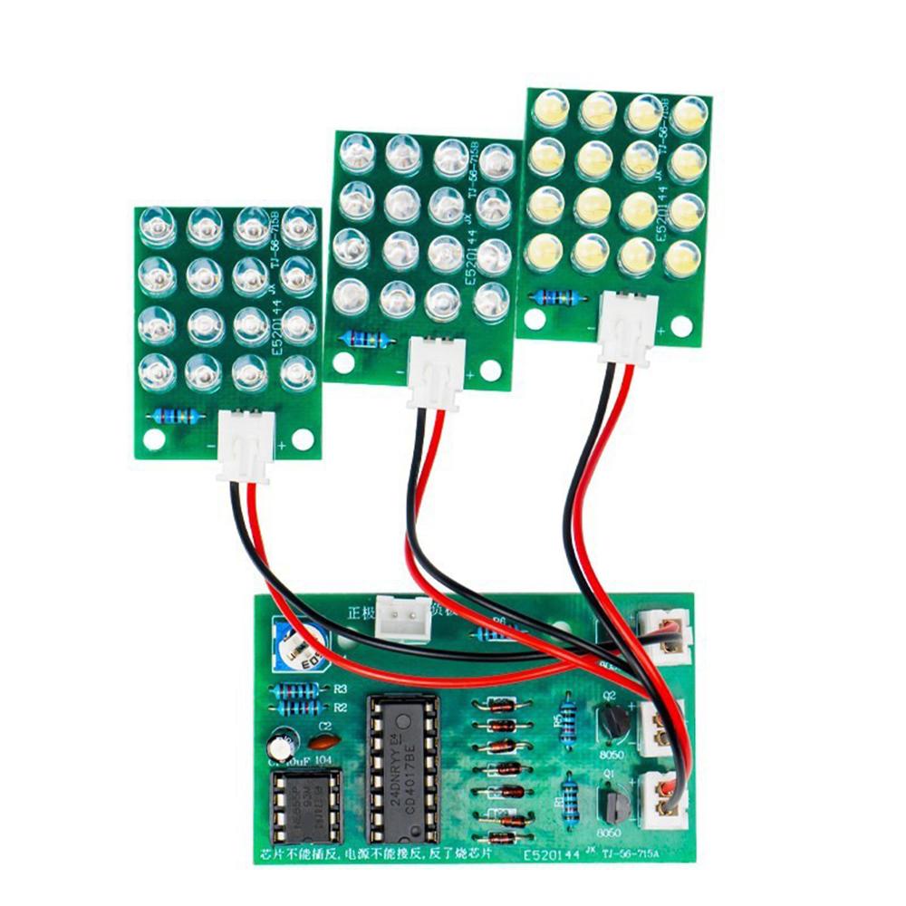 

CD4017+NE555 Red White Blue LED Water Light Production DIY Kit Welding Learning Electronic Module Spare Parts TJ-56-715 DC 12V
