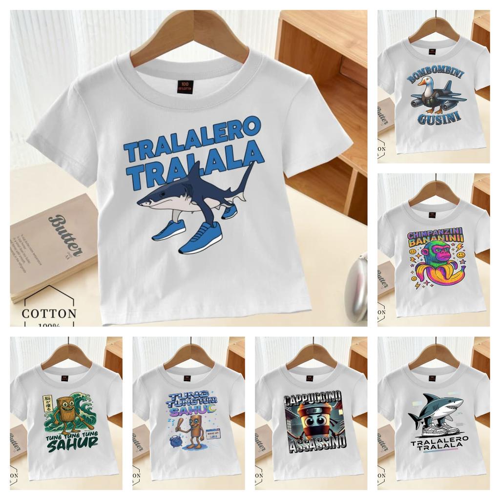 Jungen Mädchen Hirnfäule Italien Kinder T-Shirt Lustiger Cappuccino Assassino Aufdruck T-Shirt Kurzarm Rundhals Kinder Humorvolle Streetwear