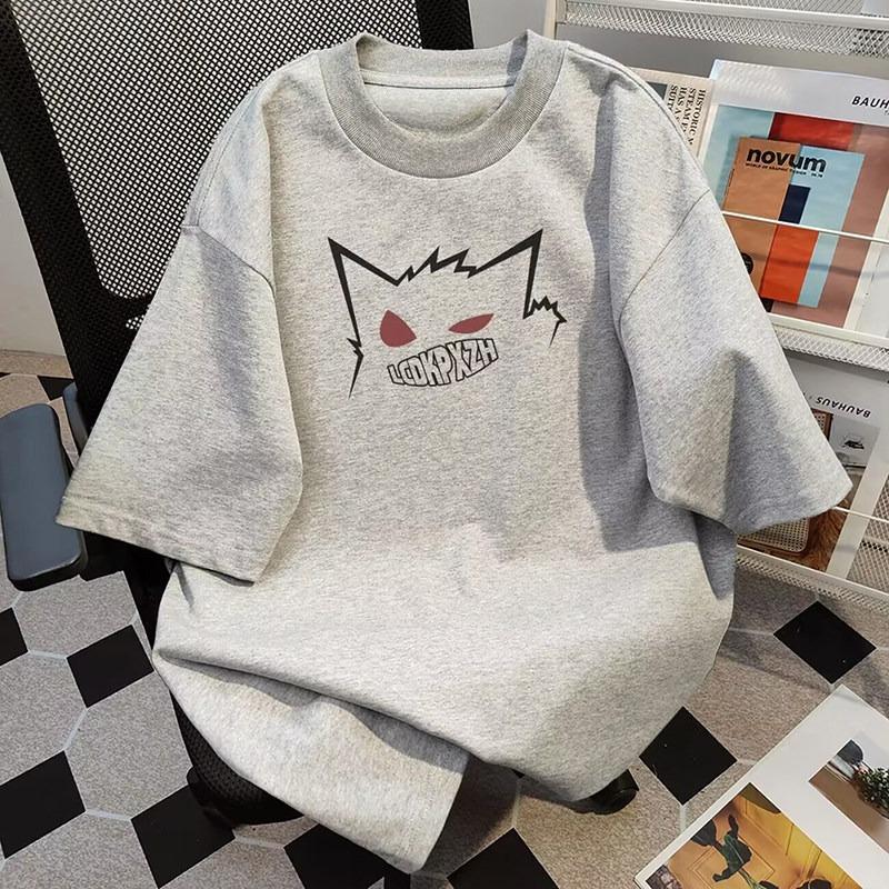 Koszulka z nadrukiem Pokémon Gengar Czysta bawełna T-shirt Męski Moda Letnia 2026 Oversize Uliczny Casual Y2K Top Odzież Streetwear