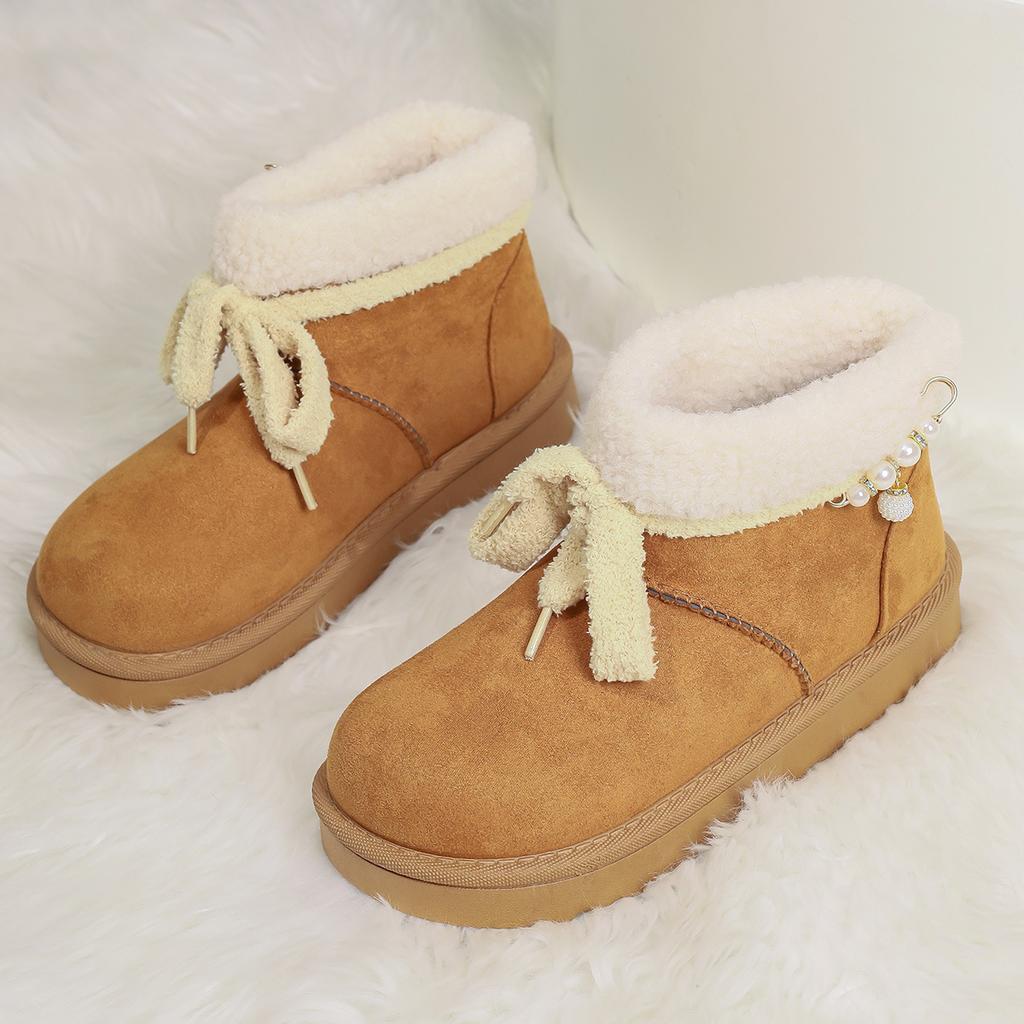 Autumn and Winter Velvet Cotton Shoes Women's Shoes 2025 New Popular Winter Thick-soled Warm Two Cotton Bread Shoes Snow Boots
